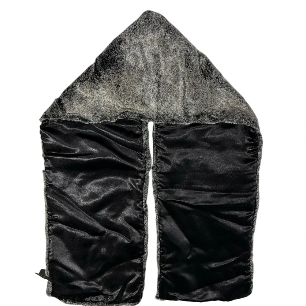 Faux Fur Black Brown Rectangular Neck Scarf Neck Warmer Size‎ 25